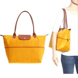 Longchamp Le Pliage Expandable Tote Bag Purse Sun Yellow NWT